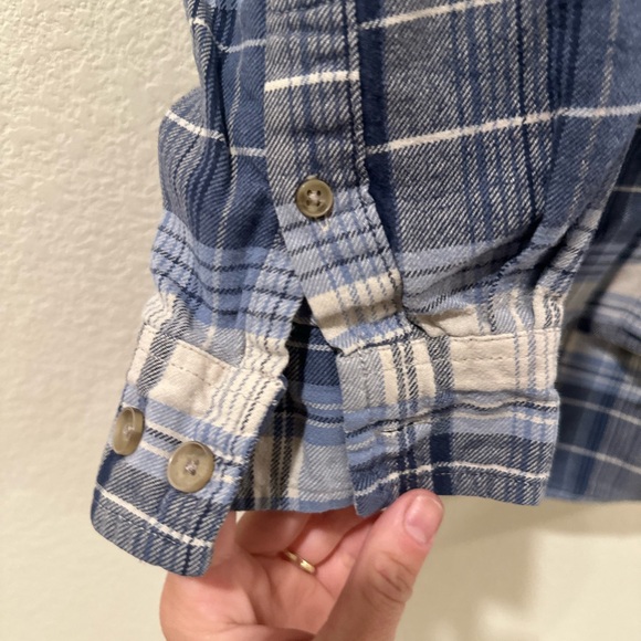 Men's Weatherproof Blue Plaid Flannel Long Sleeve Button Down Shirt L - Picture 7 of 13